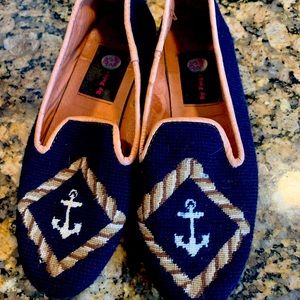 By Paige pair of flat wool shoes with anchors